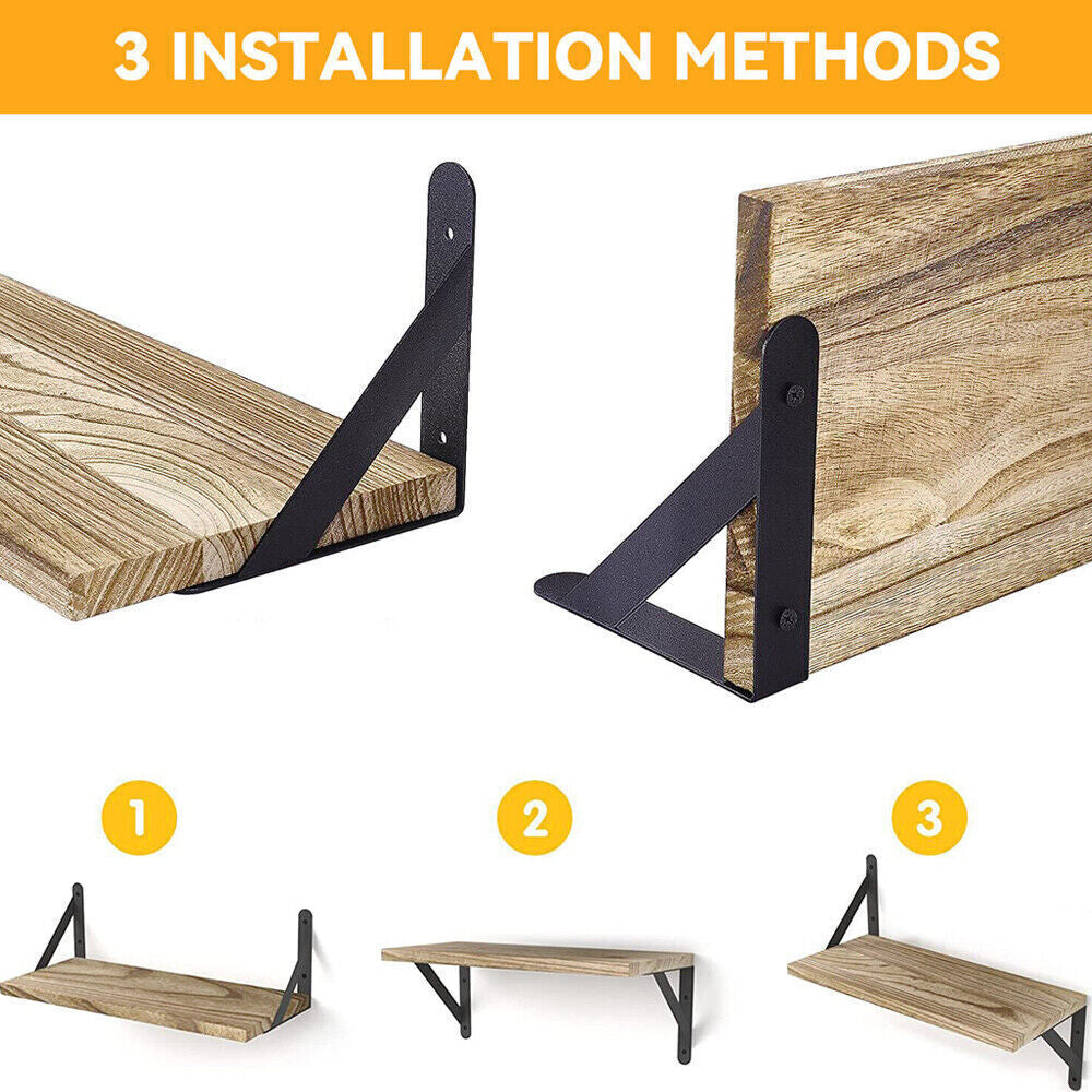 2x Wooden Floating Shelves Wall Mounted Display Storage Hold Rustic Industrial The UK Does Not Include VAT, Which Needs To Be Borne By Oneself. Please Consider Carefully Before Placing An Order