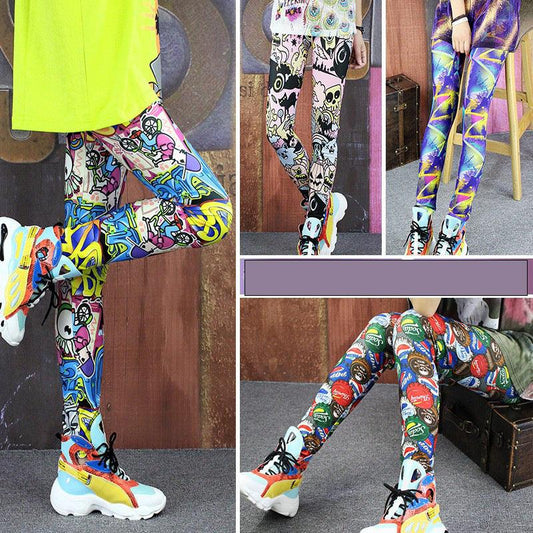 Women's Fashion Contrast Color High Waist Stretch Leggings