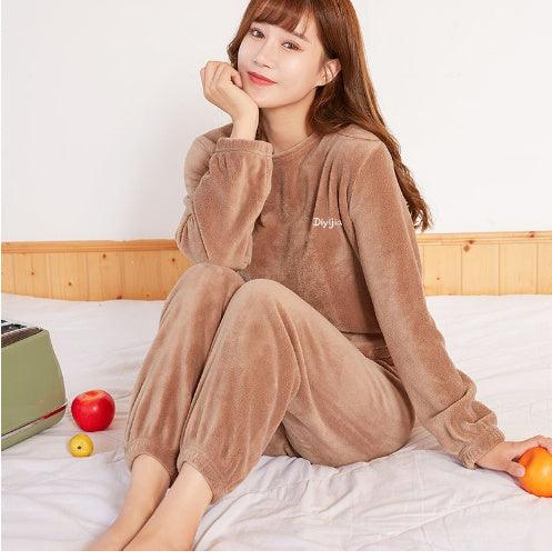 Warm Suit Women's Thick Coral Fleece Loungewear Suit