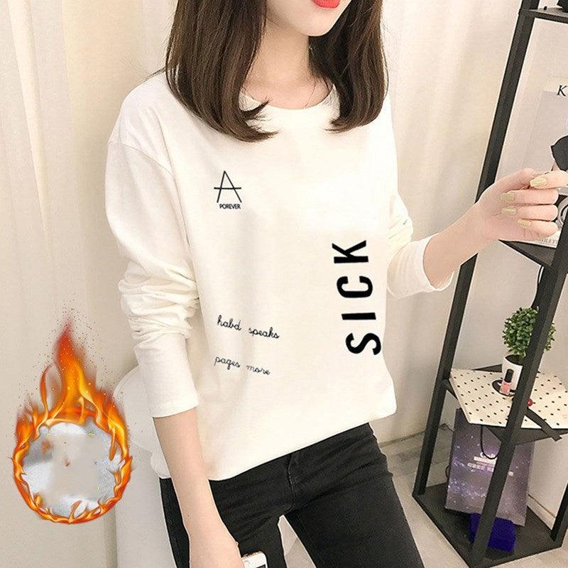 New Velvet Padded Long-Sleeved Women's Bottoming Shirt