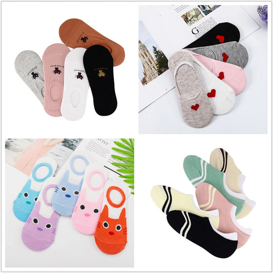 Invisible socks cotton breathable non-slip