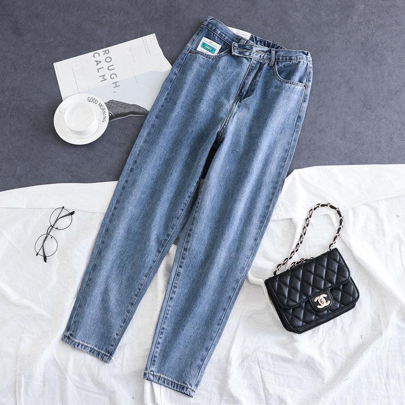 Denim Tight-Waisted Nine-Point Harlem Pants Lady