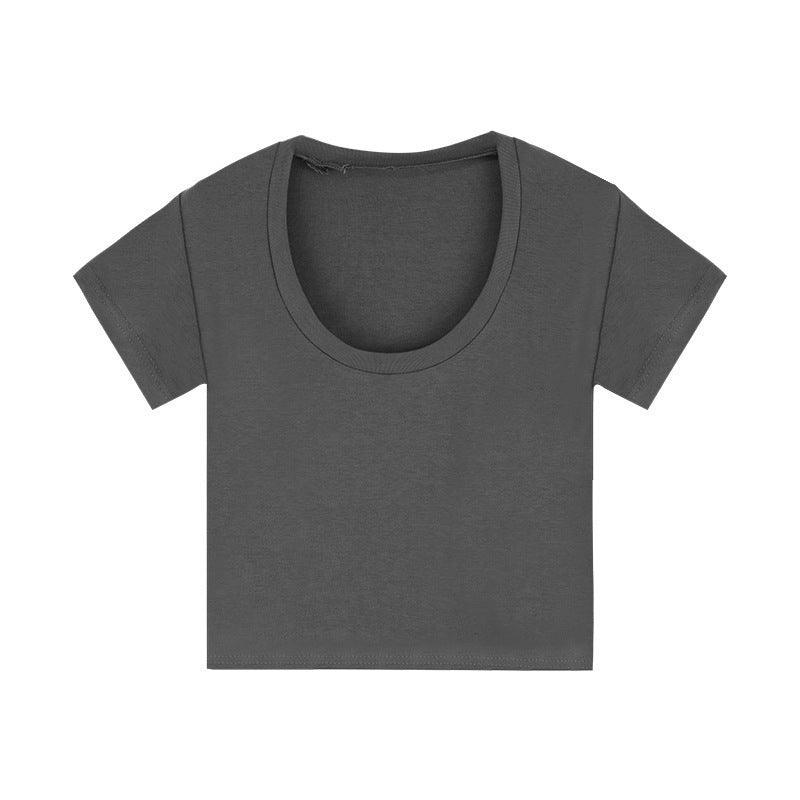 Women's Korean Style Sexy Collar Low-Cut Top White Slim Bottoming Shirt