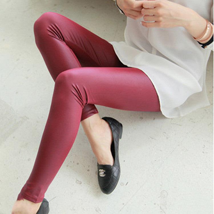 Stretch Plus Size Thermal Pants, Skinny Feet, Leather Pants