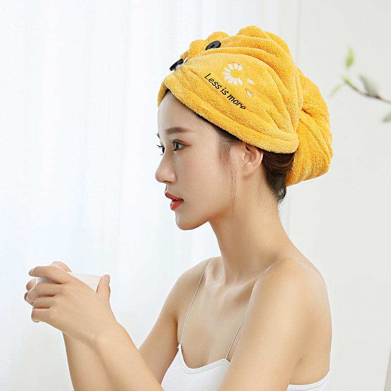 Free Shipping Dry Hair Towel Embroidery Dry Hair Cap Women's Absorbent And Quick-Drying Microfiber Thickened Turban Coral Fleece Shower Cap