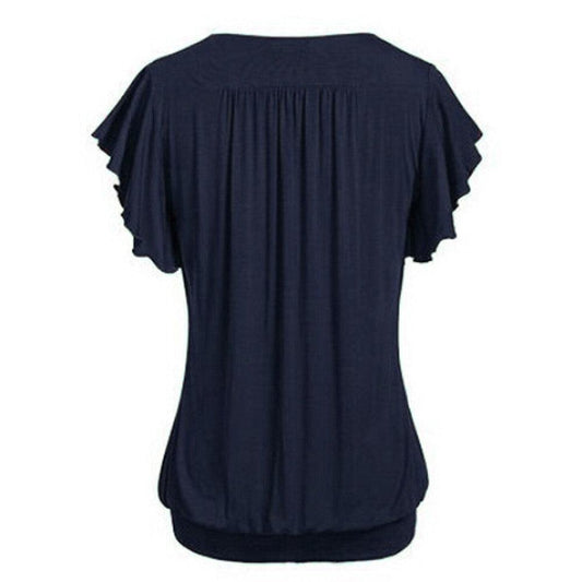 Women's Short Sleeve V-Neck Ruched T-Shirt