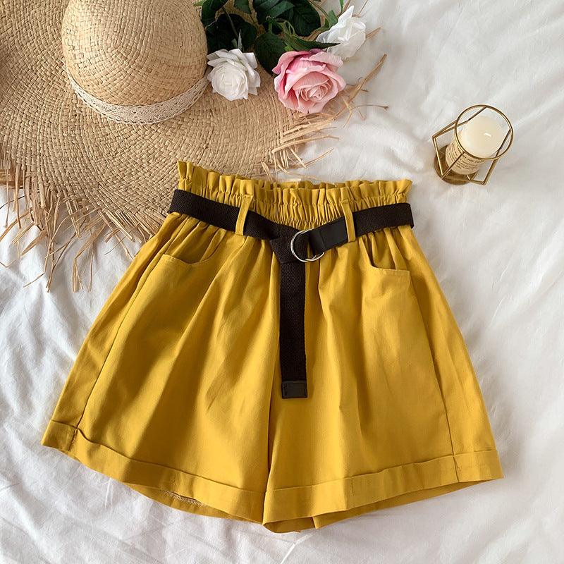 College Style High Waist Was Thin And Versatile Wide-Leg Shorts