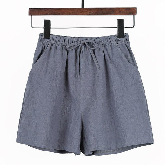Simple And Loose Cotton And Linen Casual Shorts