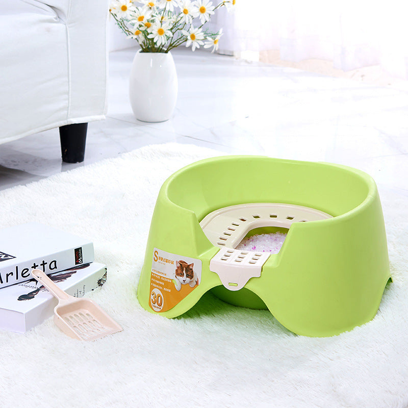 Spillproof Cat Litter Pan Semi-enclosed Oversize Cat Toilet