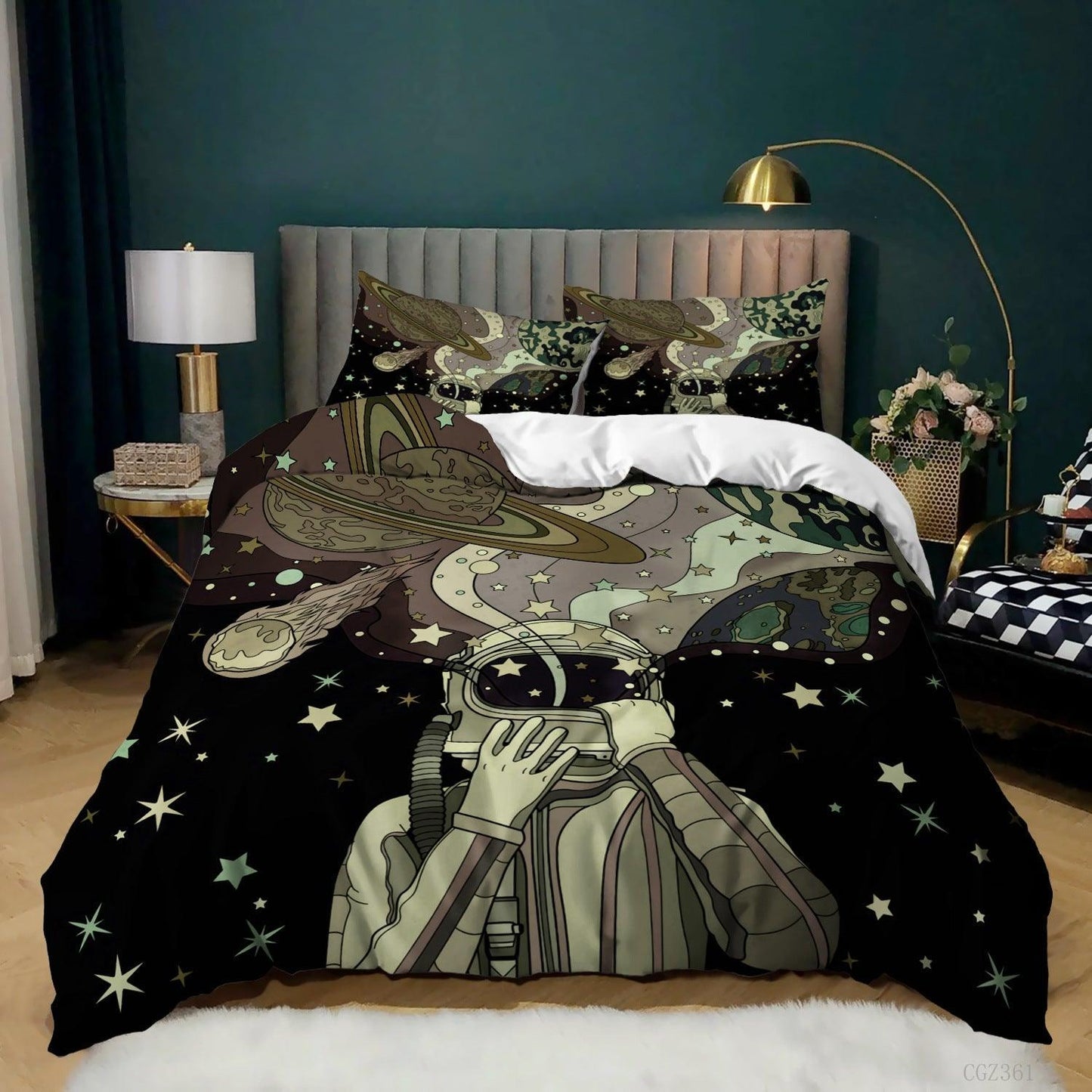 Spaceship Rocket Pattern Down Quilt Cover Suit Digital Printing Bedding For Kids Bedroom