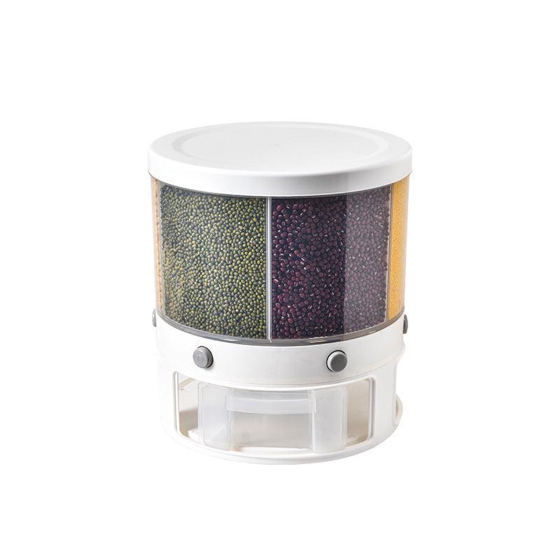 Food Storage Box Rotatable Multi-functional Dividing Rice Bucket Household Insect and Moisture Proof Grains Organizer