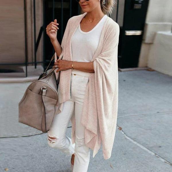 Ms Long loose irregular hem coat of knitting cardigan