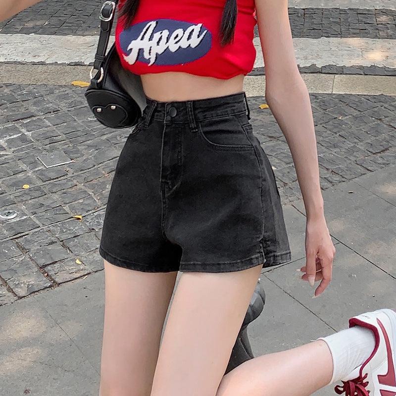 Women's High Waist Slimming A- Line Plus Size Denim Shorts