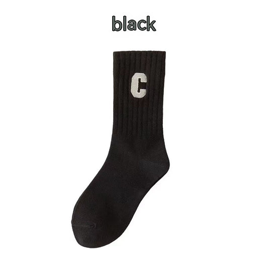 Brown Socks Women's Long Cotton Letters