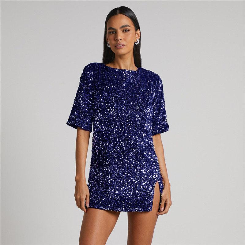 Female Fashion Backless Sequins Party Dress