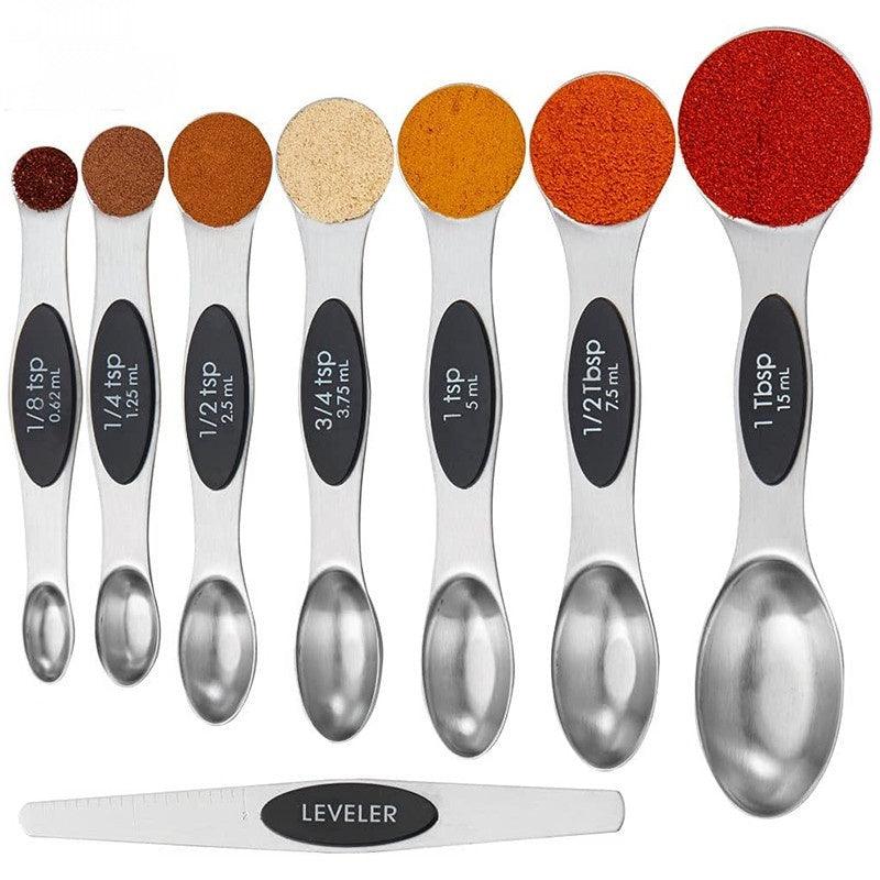 9-piece Set Of Stainless Steel Double Headed Measuring Spoons