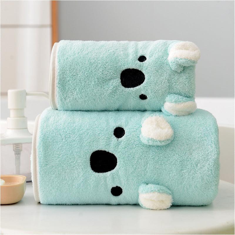 Coral Velvet Bath Towel Two-piece Towel Rabbit Ears Koala Bear Gift Box
