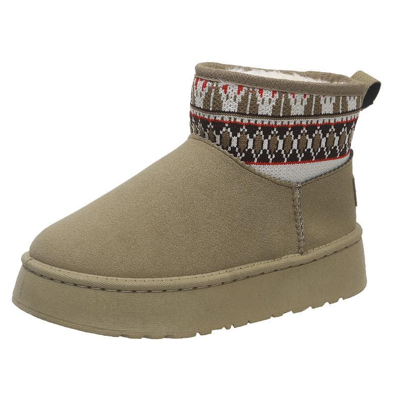 Fleece-lined Thick Fashion Ethnic Style Short Women's Cotton Boots