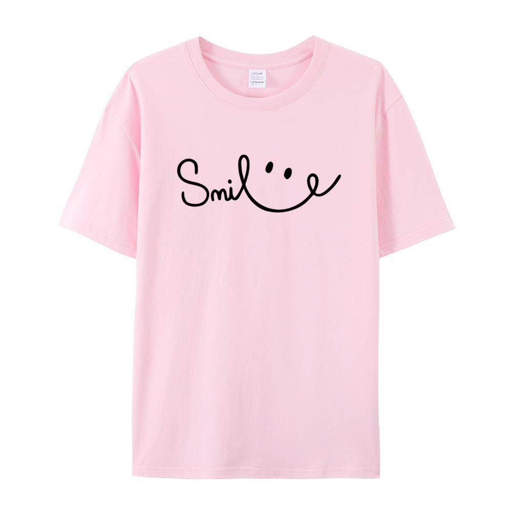 Women's Smiling Printed Cotton Short Sleeve