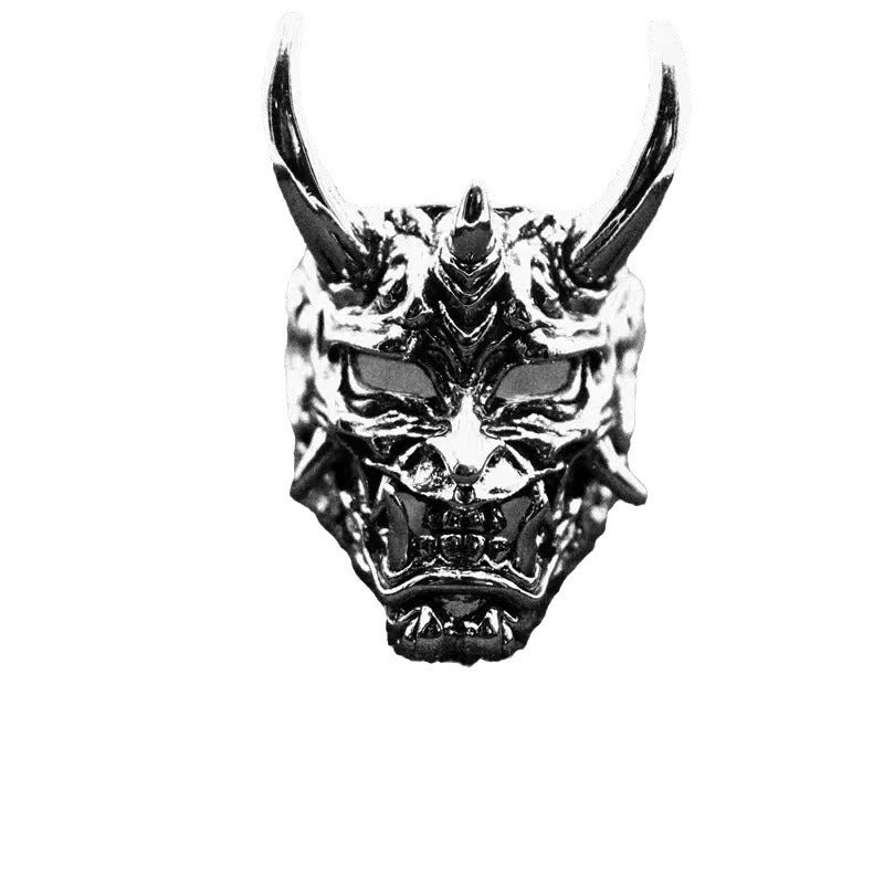 Distressed Prajna Mask Hip Hop Punk Ring