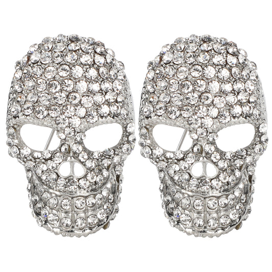 2Pcs Alloy Brooch Vintage Fashion Skull Heads Shape Suit Dress Pin Decor Accessory