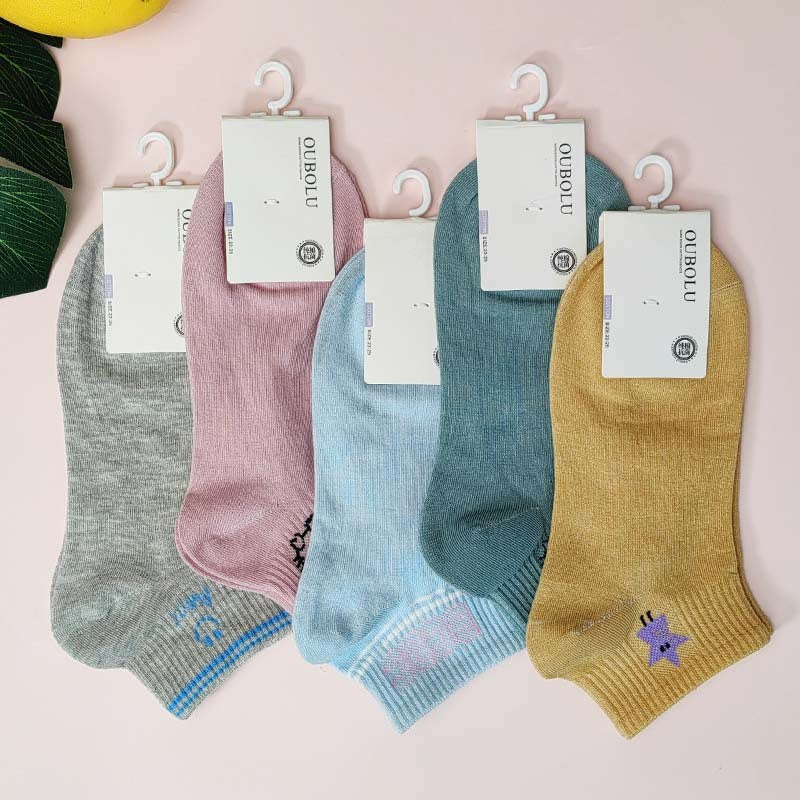 Pure Colored Cotton Women's Low-cut Liners Socks Candy Color Short Socks Japanese Style