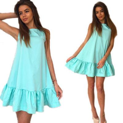 Loose Round Neck Sleeveless Pleated Dress