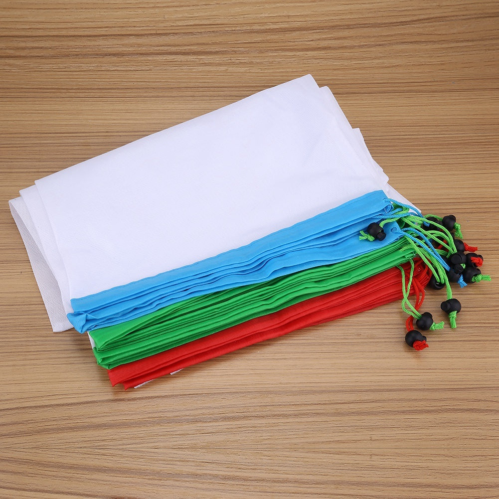 16Pcs Reusable Washable Vegetable Fruit Mesh Bags Storage Pouch with Drawstring Closure