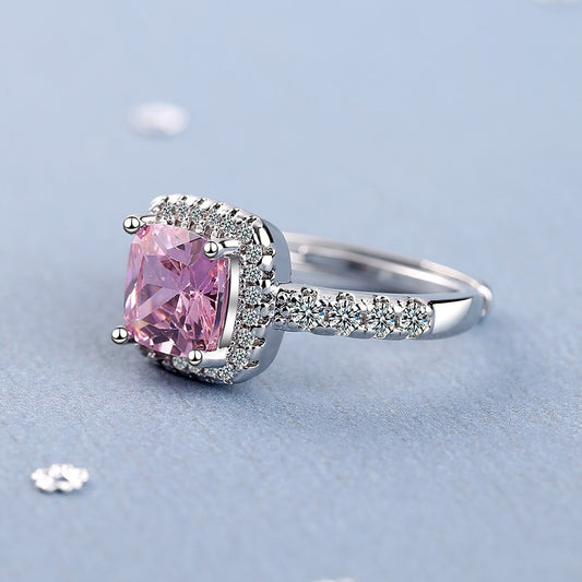 Ring Female Square Zirconium Diamond Wide Surface