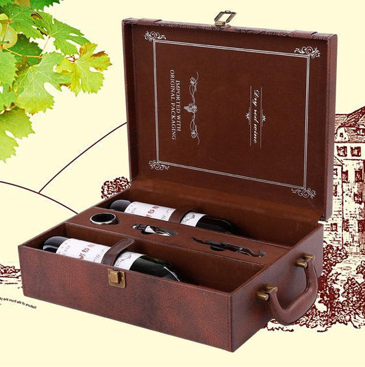 Creative Wine Box Leather Gift Box Handmade Home Kitchen Bar Accessories Decor Lafite Wine Holder Wine Packaging Box Friend Gift