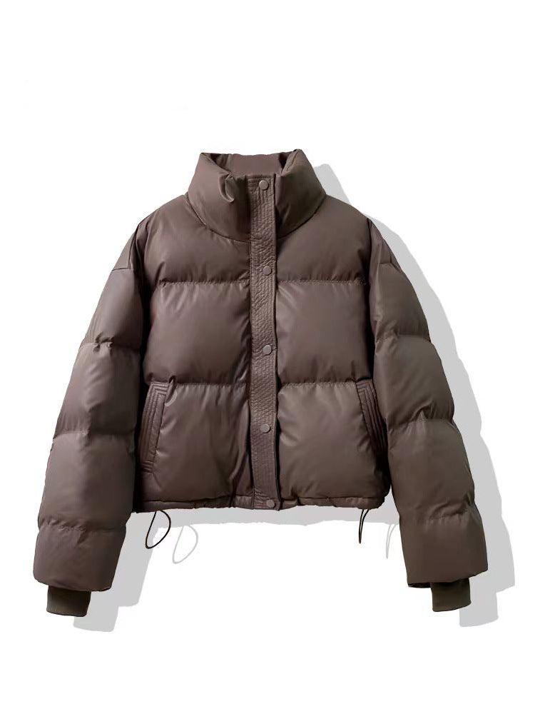 Wash-free PU Leather Cotton-padded Women's Short Thickened Small Cotton Coat Jacket