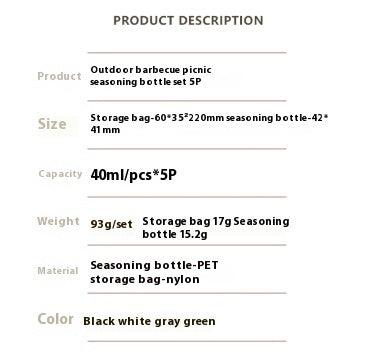 Portable Travel Picnic Condiment Dispenser Camping Seasoning Jar Barbecue Seasoning Small Bowl