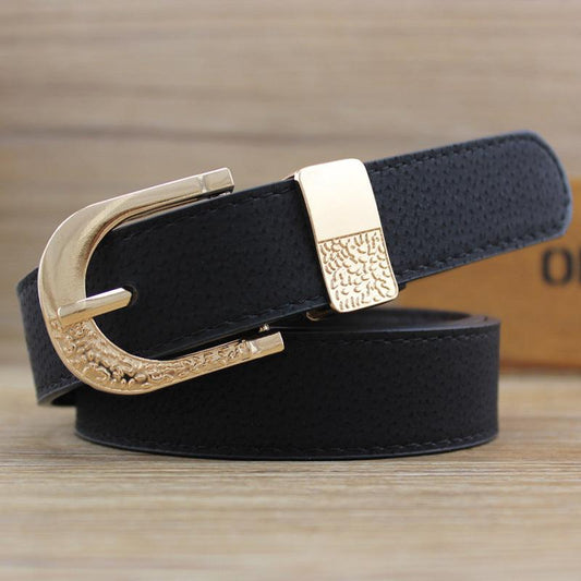 Ladies Wide Pigskin Belt Pin Buckle Two-piece Set