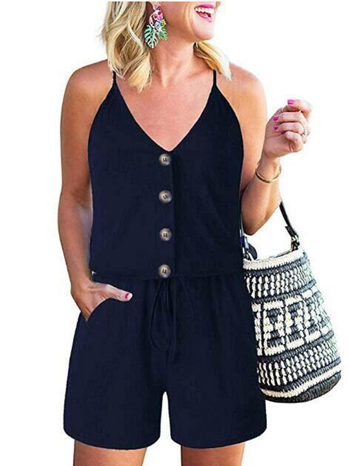 Summer European And American Women's Fashion Camisole Lace-up Casual Women's Jumpsuit