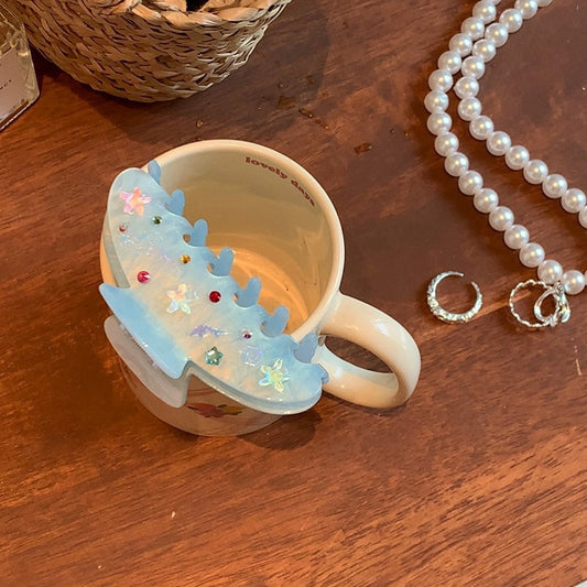 Submarine Painted Colored Diamond Acetic Acid Grab Clip, Niche Retro Back Brain Spoon Plate Hair Clip