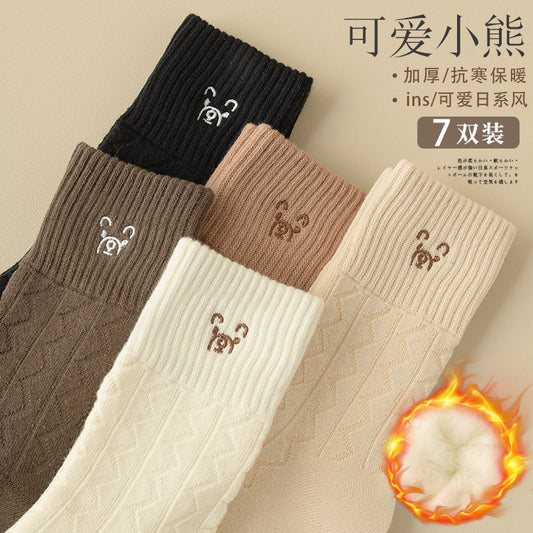 Thickened Terry-loop Hosiery Children's Cartoon Bear Tube Socks
