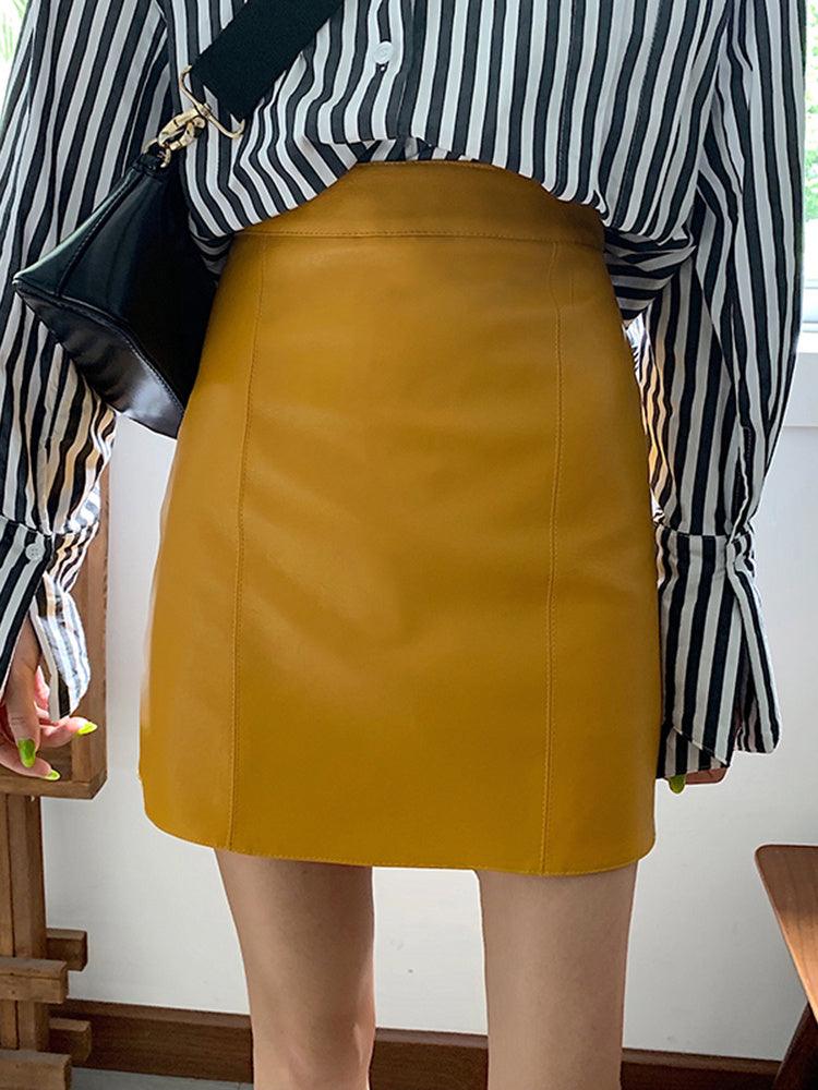 Bag Hip All-match Harajuku Korean Leather A-line High Waist Skirt