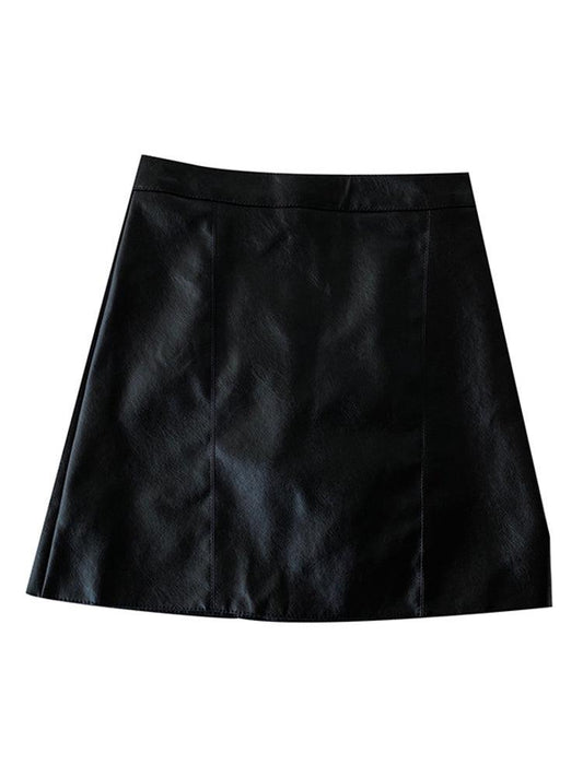 Bag Hip All-match Harajuku Korean Leather A-line High Waist Skirt