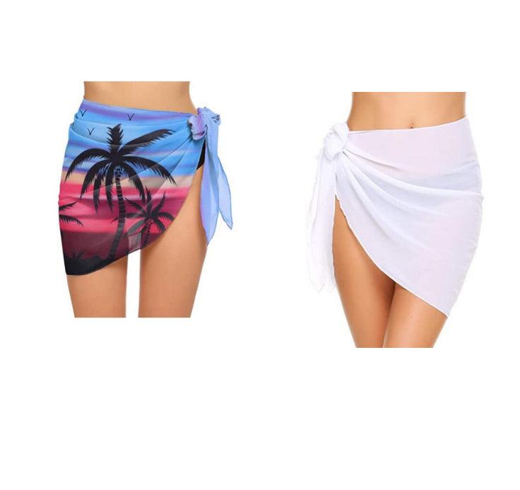 Women's Short Sarong Tulle Chiffon Blouse Swimsuit Blouse Triangle Scarf