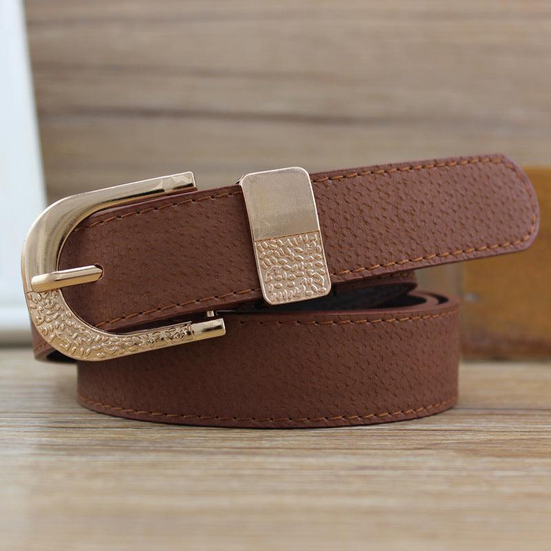 Ladies Wide Pigskin Belt Pin Buckle Two-piece Set