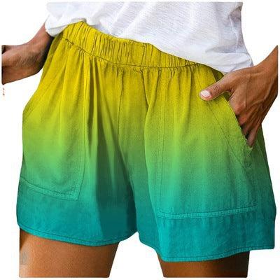 Women's Fashion Gradient Color Pocket Wide Leg Shorts