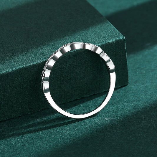 Niche High-grade 925 Sterling Silver Simple Micro Rhinestone Ring