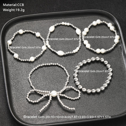 5-piece Set Stylish Graceful Simple Stretch Bracelet For Women