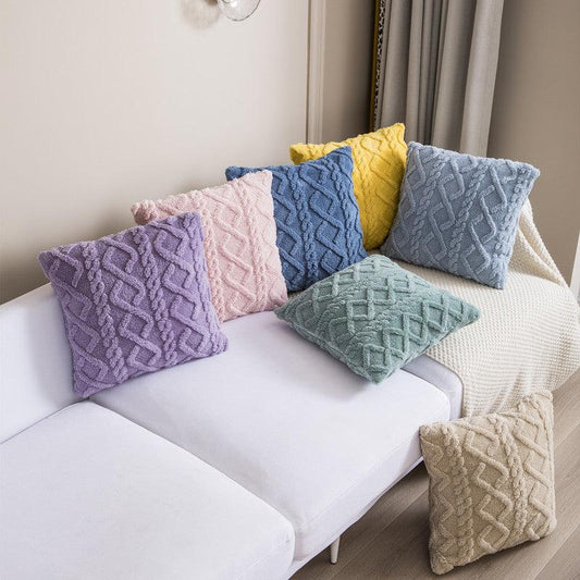 New Style Household Nordic Plain Cushion Cover Plush Warp Knitting