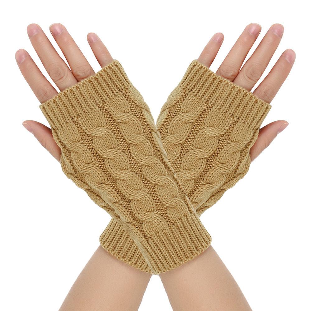 Warm Wool Gloves Winter Men's Open Finger