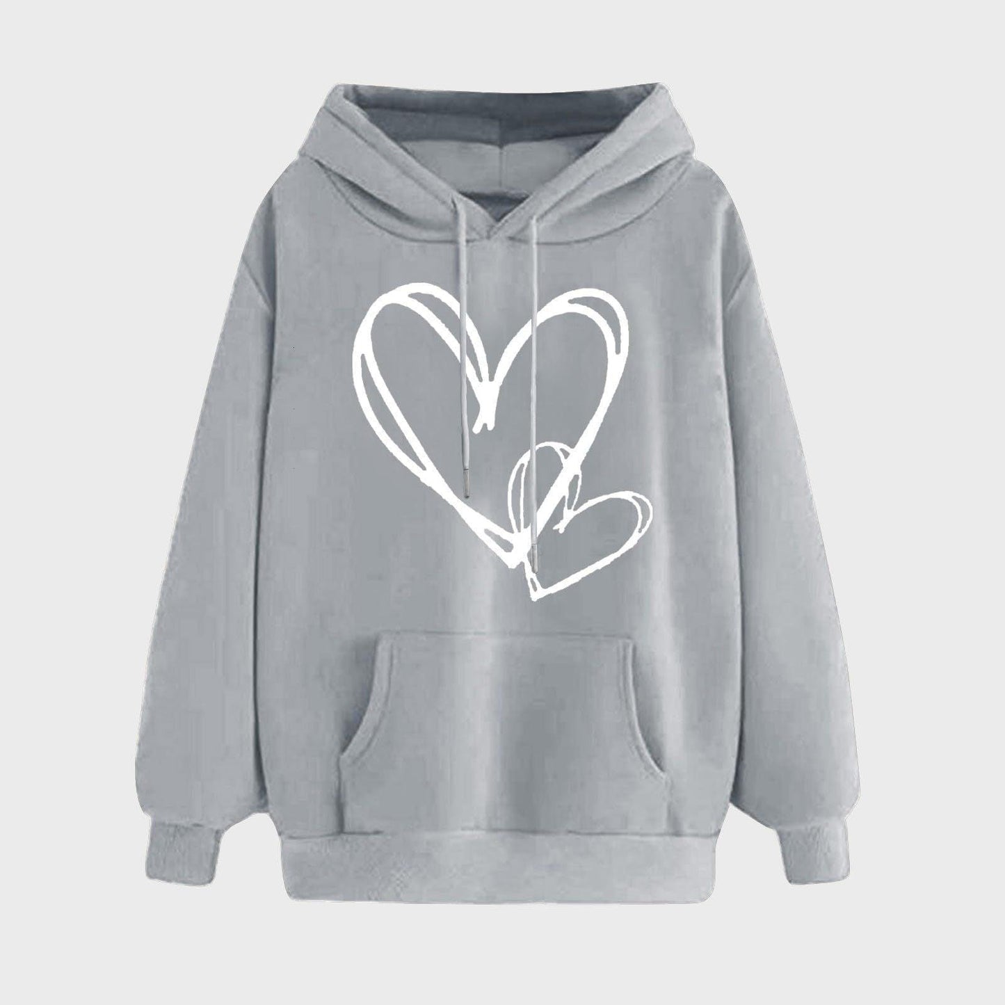 Women's Long-sleeved Hooded Heart Printing Couple's Shirts