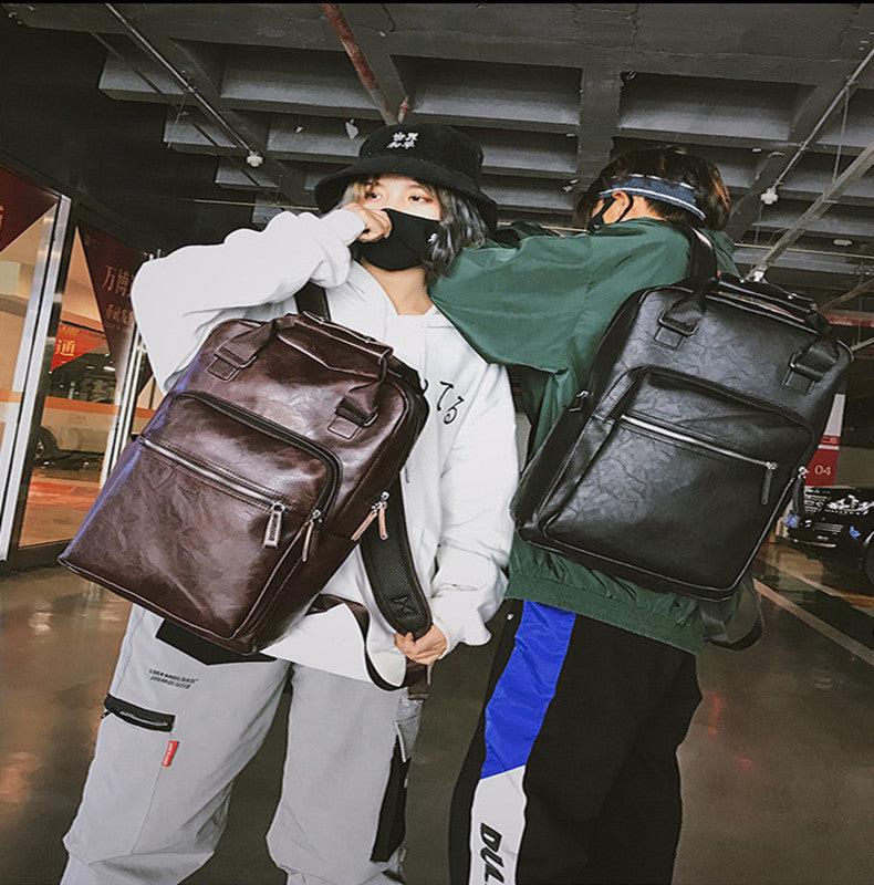 Travel Computer Large Backpack Pu Leather Personality Fashion Large Capacity