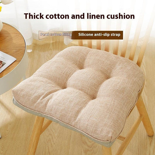 Cotton And Linen Chair Cushion Thickened Non-slip Corduroy Pearl
