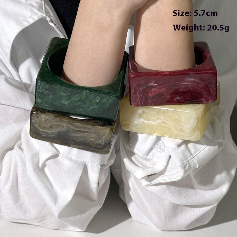Acrylic Colorful Multi-color Square Texture Bracelet
