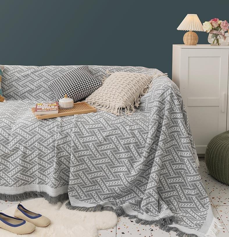 Solid Color Four Seasons Cotton Blanket Cushion Nap Blanket